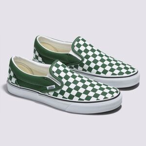 Men’s Sz 13 Vans Classic Slip-On Checkerboard Shoe in green